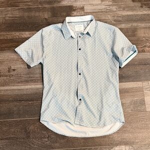 Perry Ellis Light Blue Geometric Short Sleeve Shirt